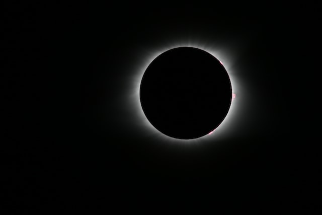 A black and white eclipse close up